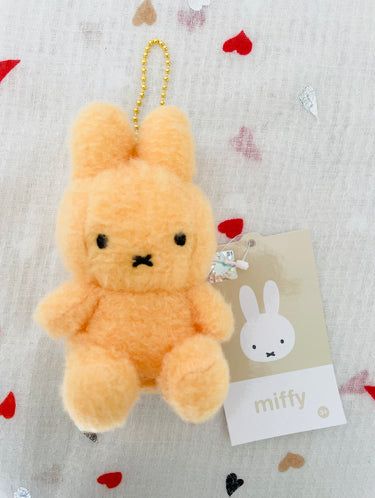 Miffy Fluffy Sitting Plush Keychain 8cm Orange Miffy